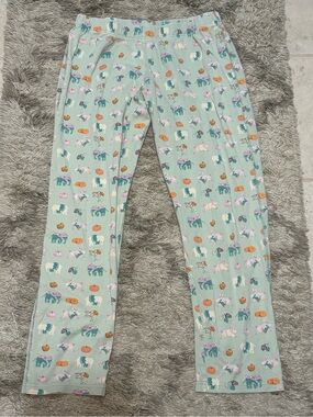 Roller Rabbit Women’s Pajama Pants Pumpkin And Animal Print Size M 100% Cotton